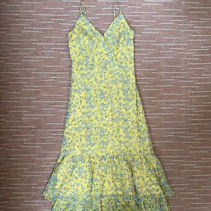 Banana Republic Yellow Floral Tiered Dress